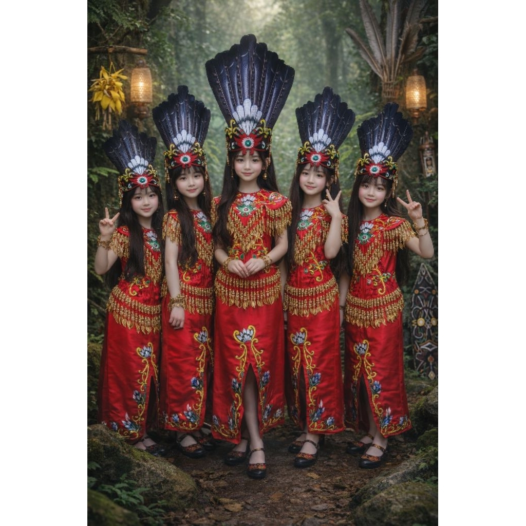 set anak Dayak full kain