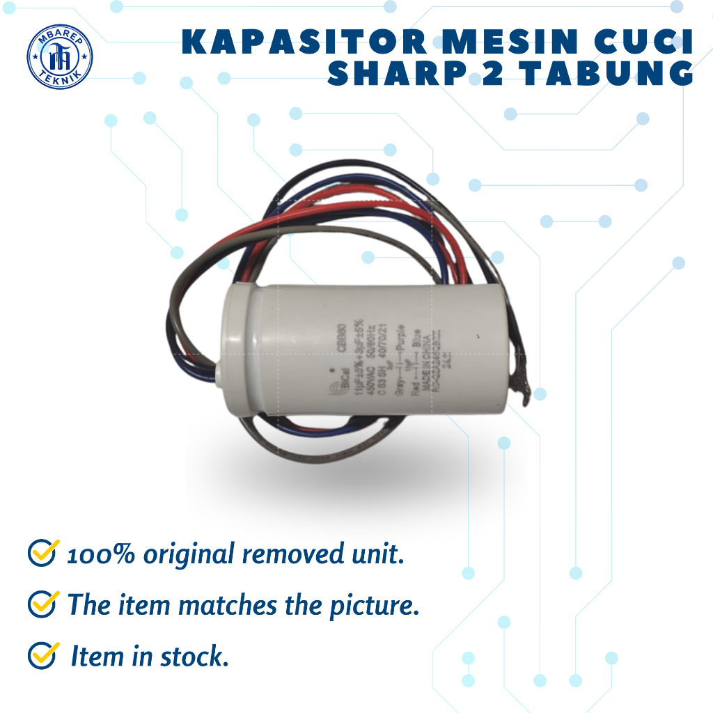 kapasitor mesin cuci 2 tabung sharp CBB60