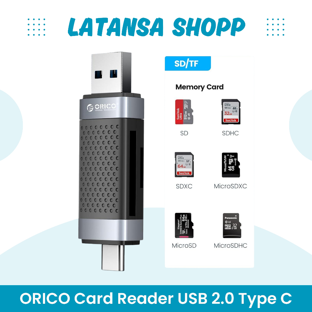 ORICO 2In1 TF SD Memory Card Reader USB 2.0 Type C 480Mbps - CD2D-AC2