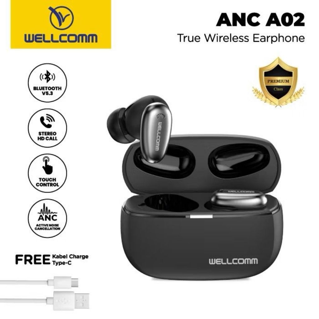 ANC A02 Earphone Bluetooth True Wireless Stereo Wellcomm
