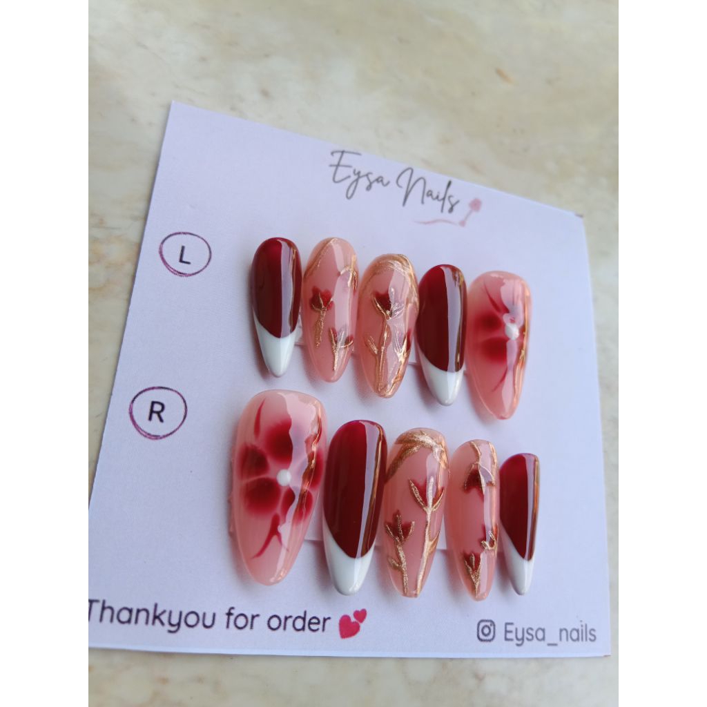 Press on nails handmade maron
