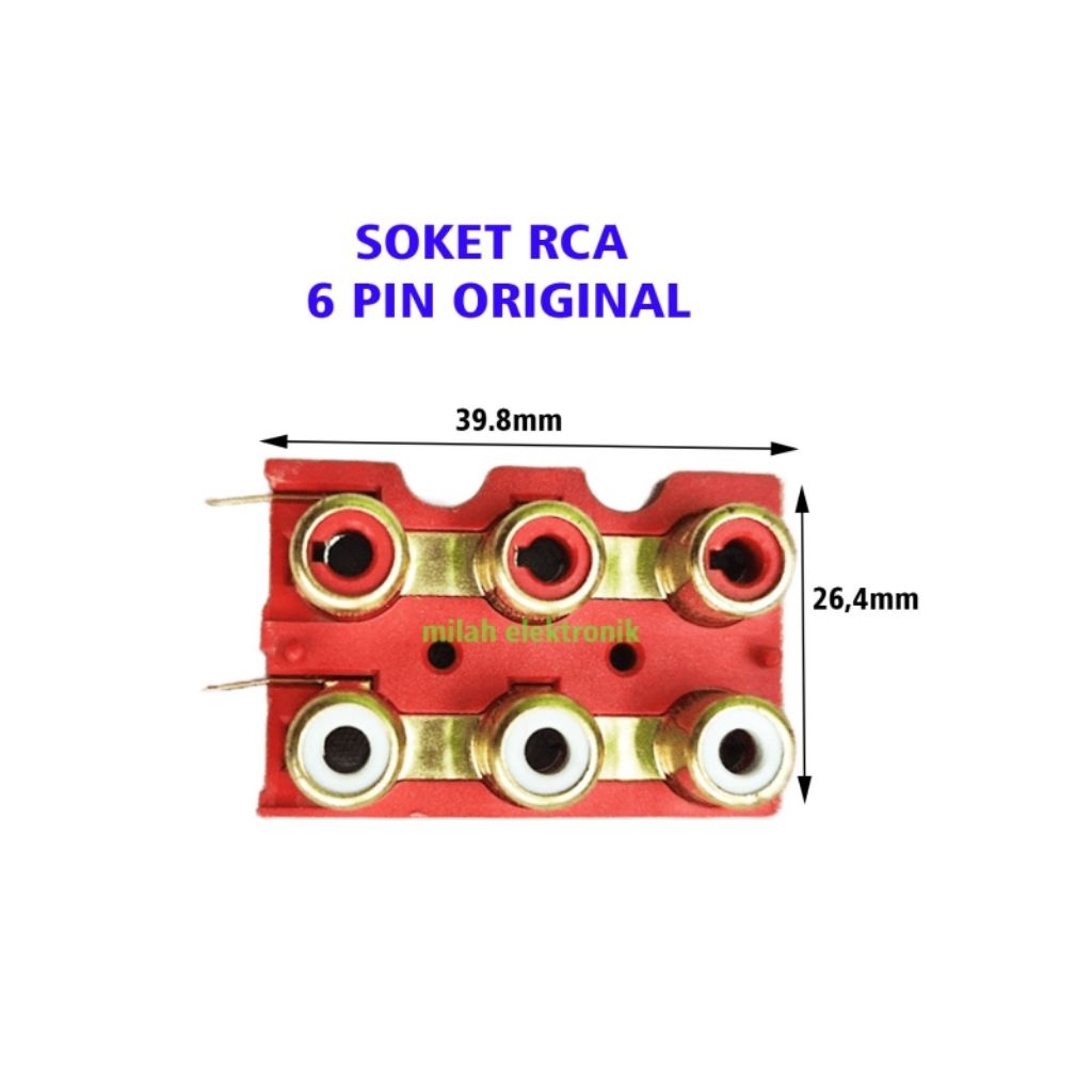 Socket rca 6 pin warna merah