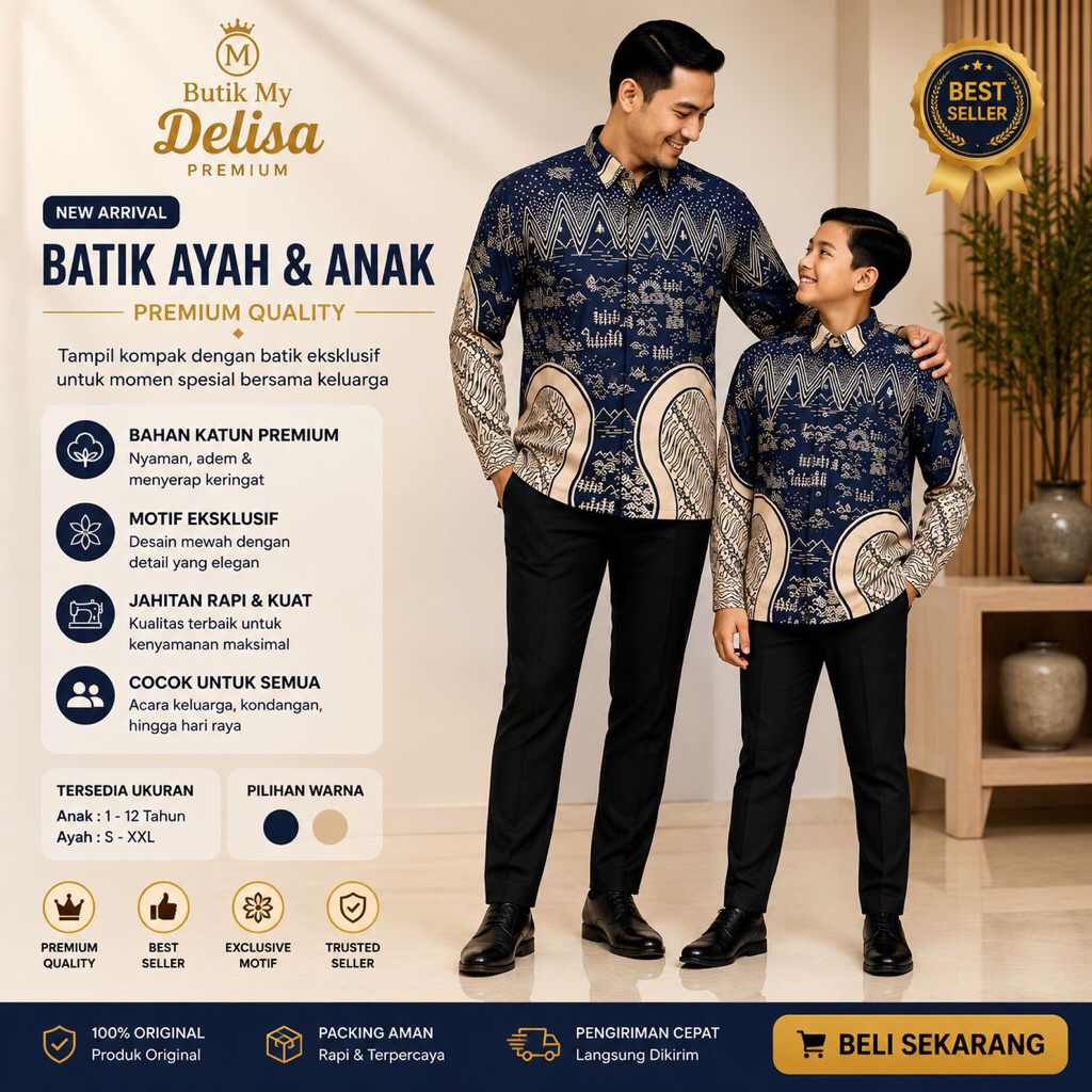 COD Baju Batik Ayah Dan Anak Couple