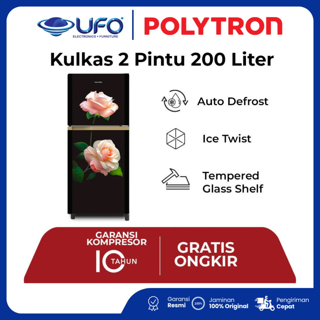 Polytron Kulkas PRM20CRD 2 Pintu 190L