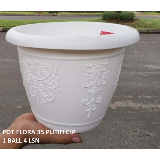 POT BUNGA FLORA 35 PUTIH (ISI 2 PCS)