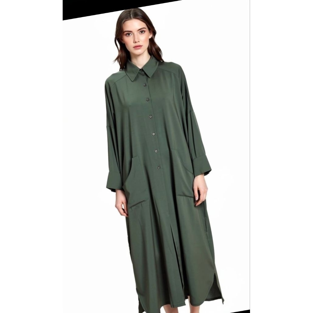 kaftan polos kancing (prelove)
