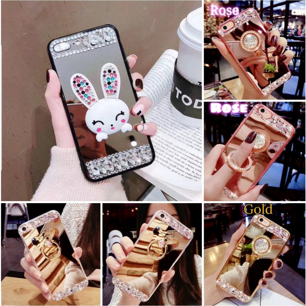 Diamond Plated Mirror Case & Ring Stand Infinix Note 30 Note 30 Pro Note 40 Note 40 Pro