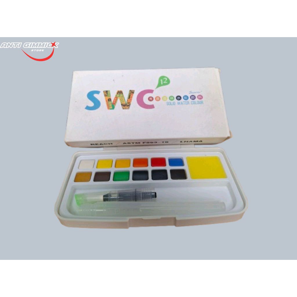 SUPERIOR WATER COLOR SOLID W/BRUSH 12