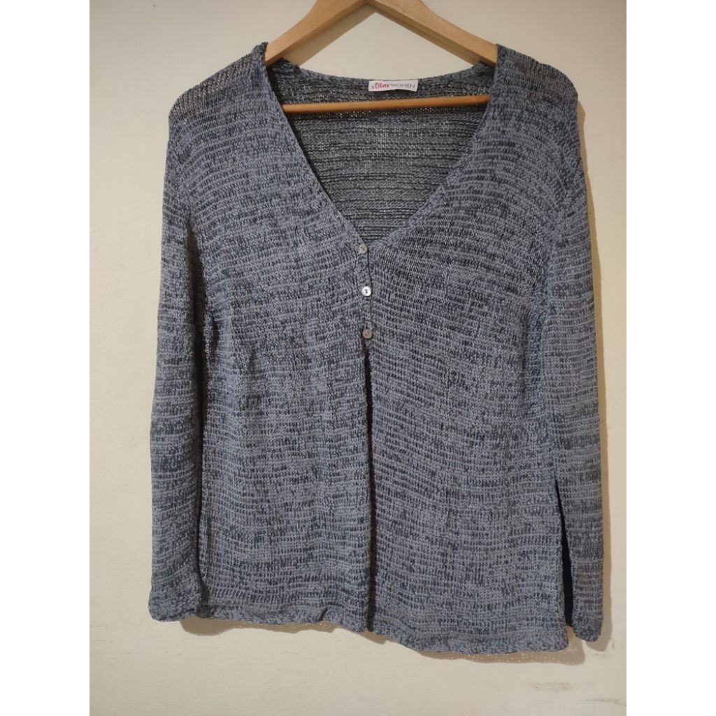Preloved Cardigan Jaring Abu