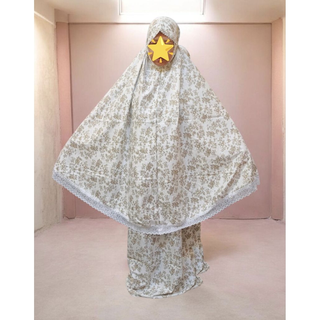Mukena katun motif bunga