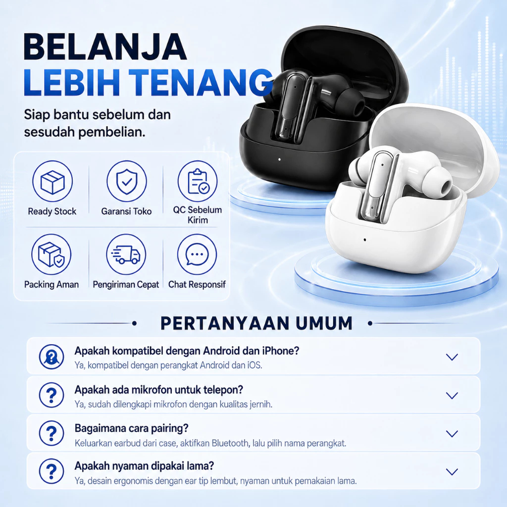 [COD] E100 Earphone Bluetooth Nirkabel Baru TWS Bluetooth 5.3 Earbud Headset Bluetooth Headset Rapat Bluetooth
