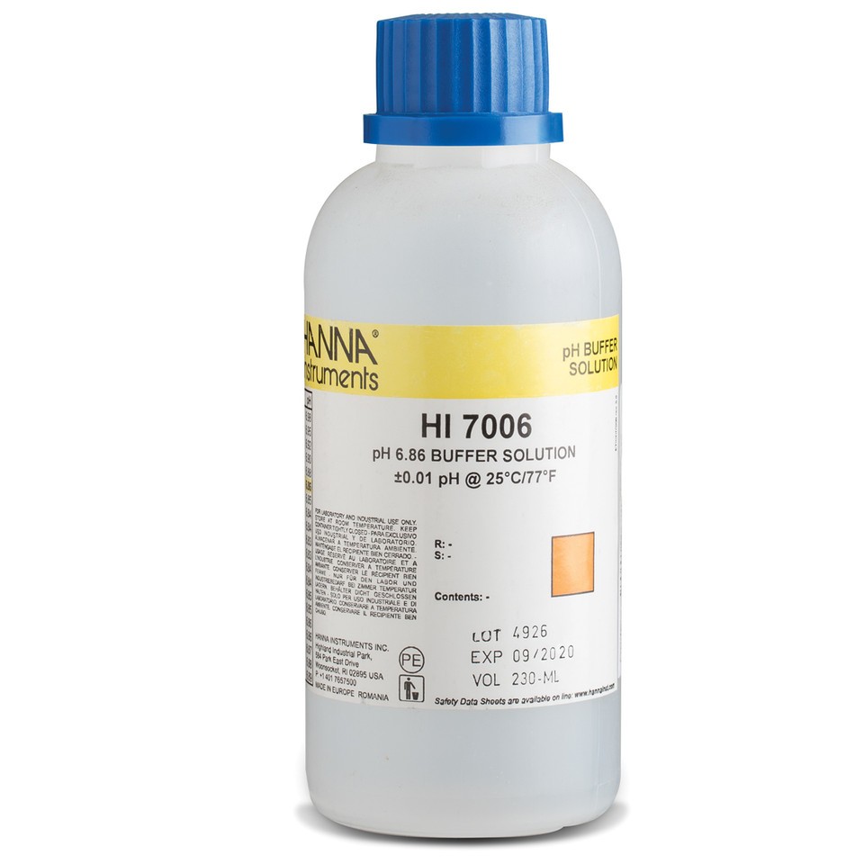 Hanna HI7006M pH 6.86 @ 25°C Buffer Solution, 250 mL bottle