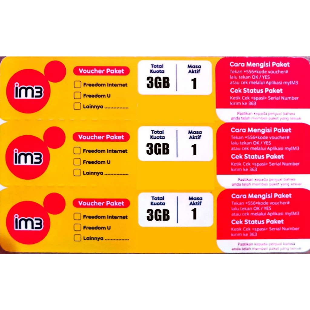 Voucher Indosat 3GB/1Hari