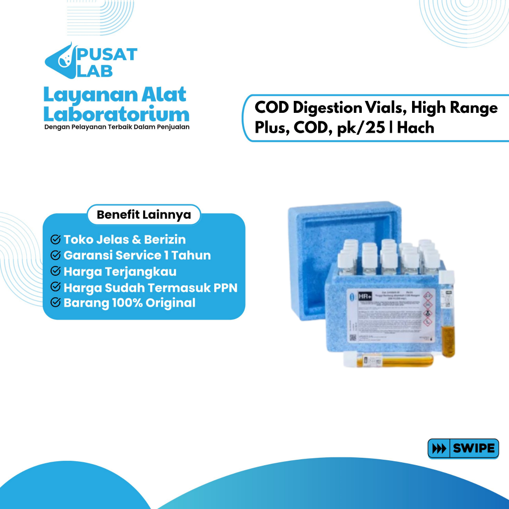 COD Digestion Vials, High Range Plus, COD, pk/25 | Hach