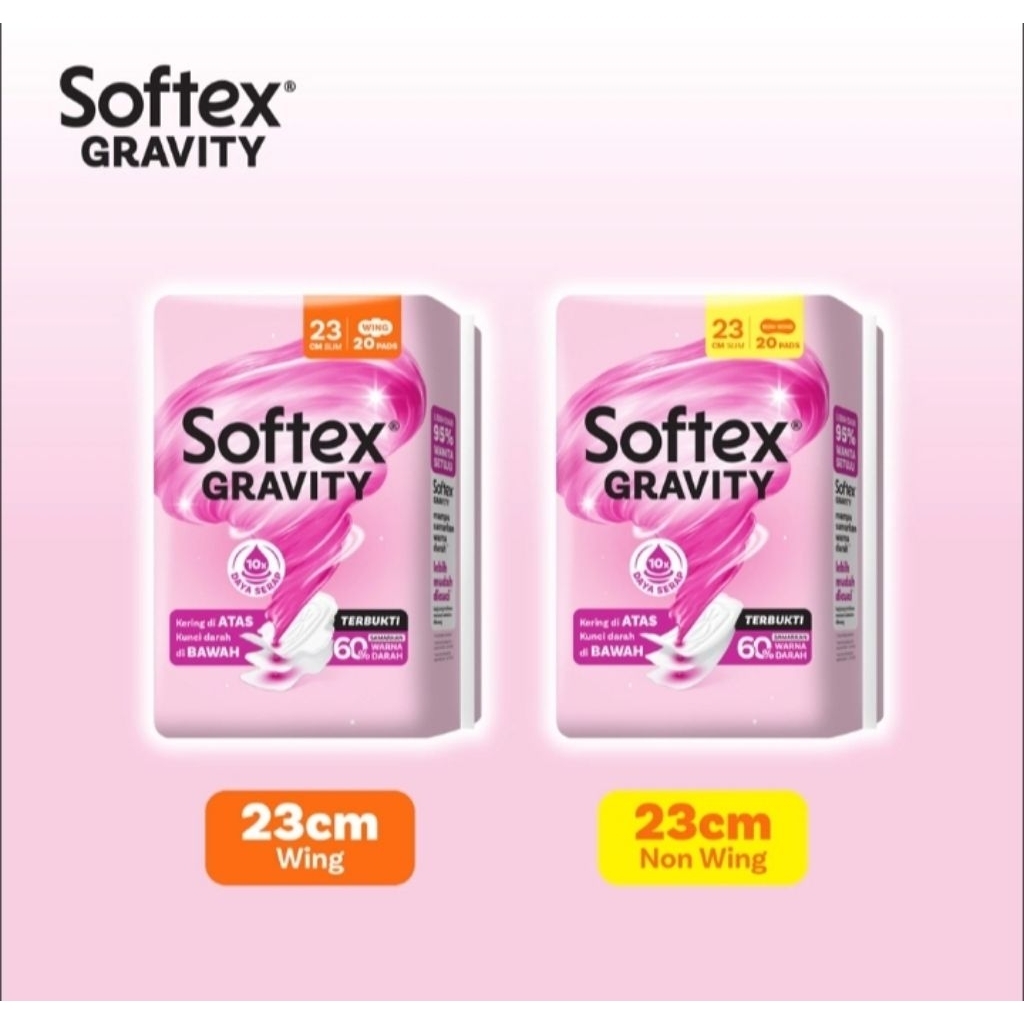 Softex Gravity Pembalut Wanita Wing/Non wing 23 cm 20 pads