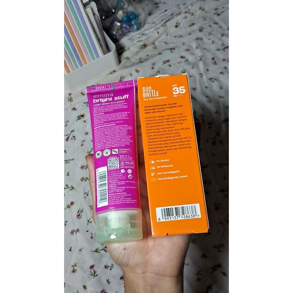 sun buttle& facewash emina