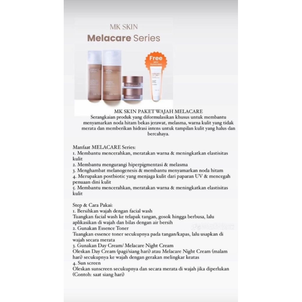 MK Skin melacare series