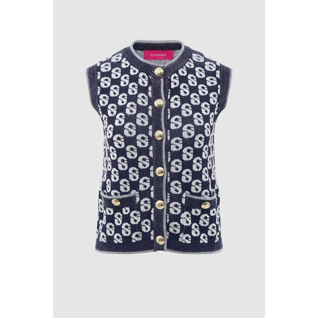 Monogram Vest - Navy
