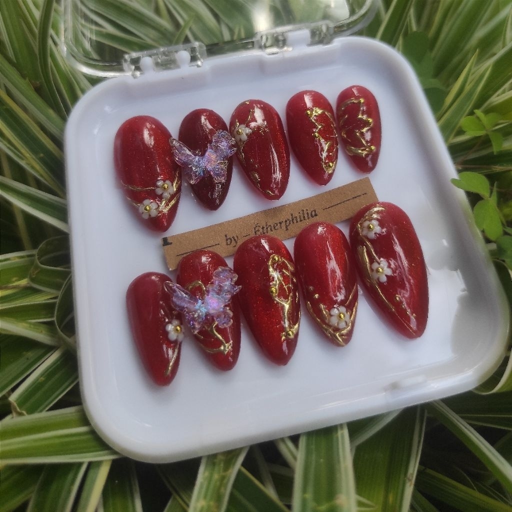 Press on Nails jelly red apple