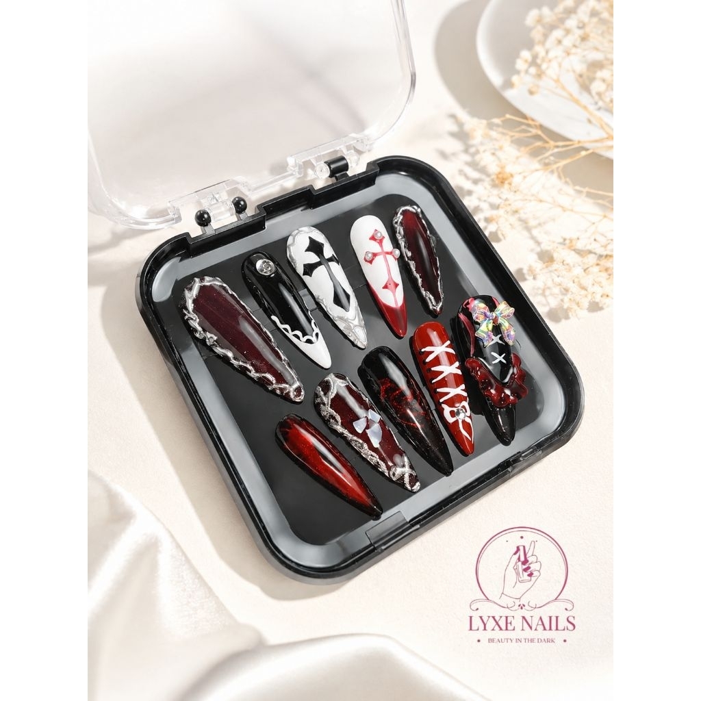 PRESS ON NAILS GHOTIC HANDMADE By LYXE NAILS || Bisa COD