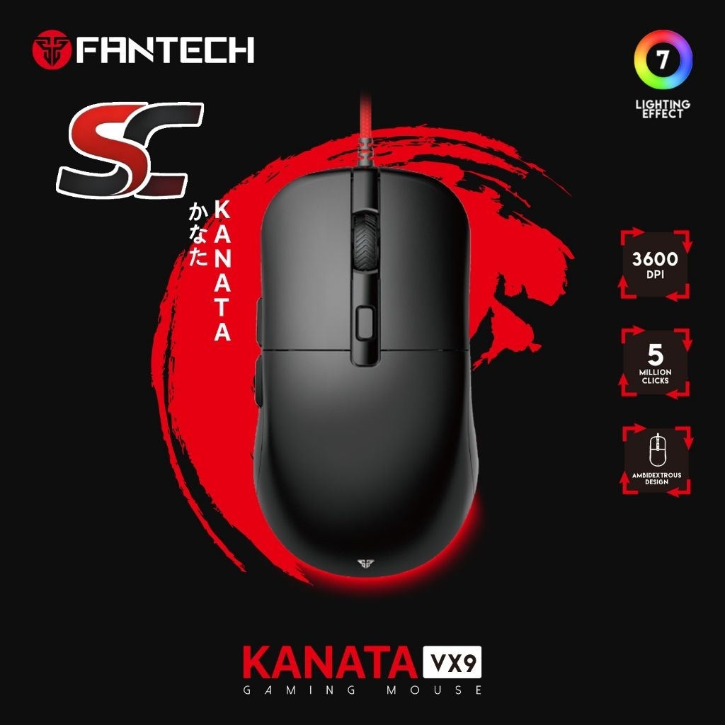 Fantech KANATA Mouse Gaming Kabel RGB Macro Software VX9