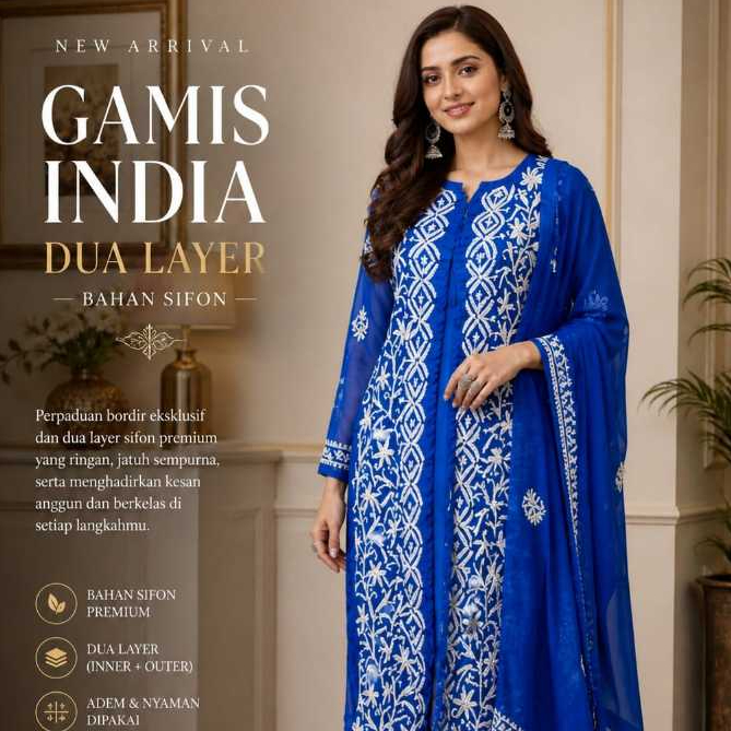 Gamis India Dua Layer Dgn Bahan Sifon
