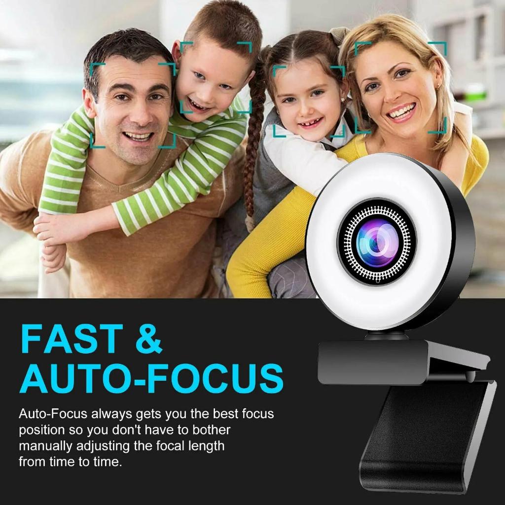 Webcam Ring Light Autofocus QHD 2K 1440P Web Camera 2K