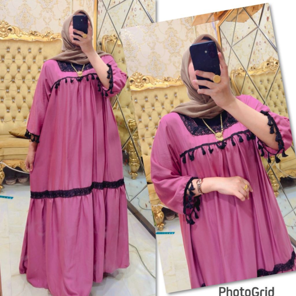 daster pompom renda terbaru