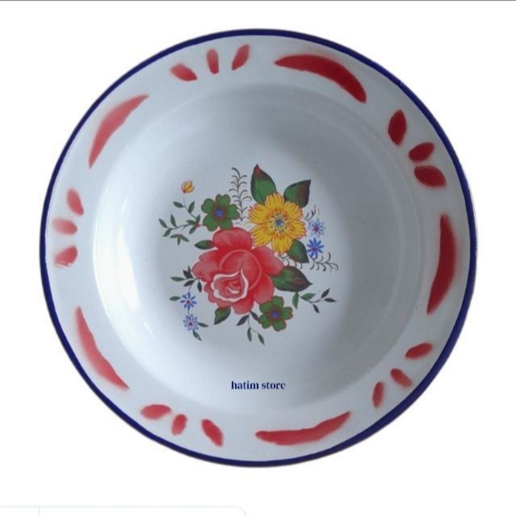 Piring enamel jadul selusin