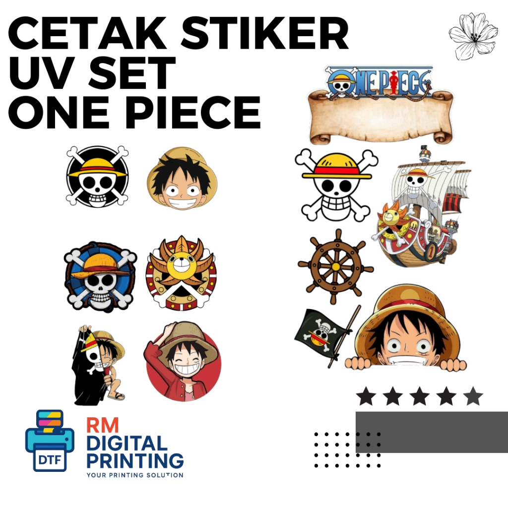 Cetak Stiker Set ONE PIECE - UV DTF