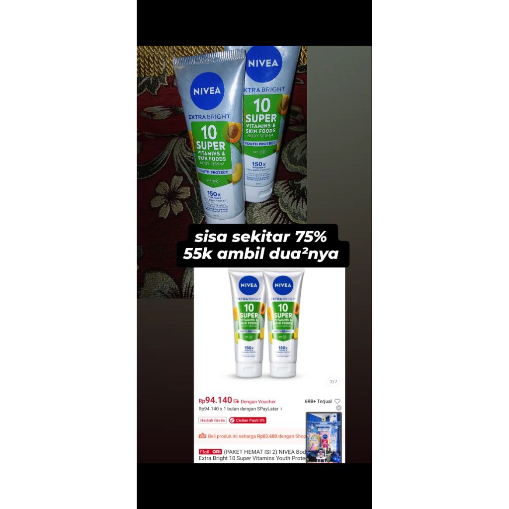 BODY LOTION NIVEA 180ml×2
