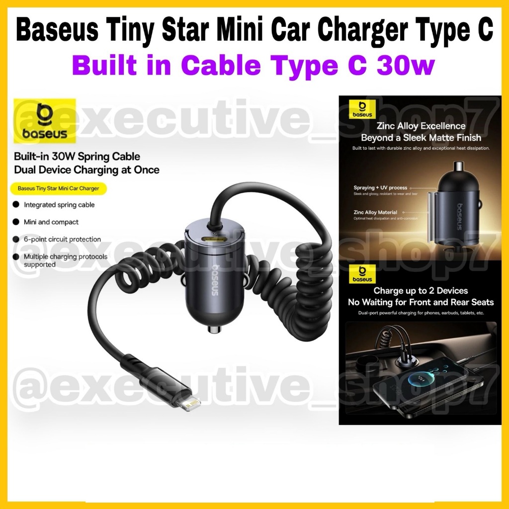 Baseus Tiny Star Mini Car Charger Type C - Built in Cable Type C 30w