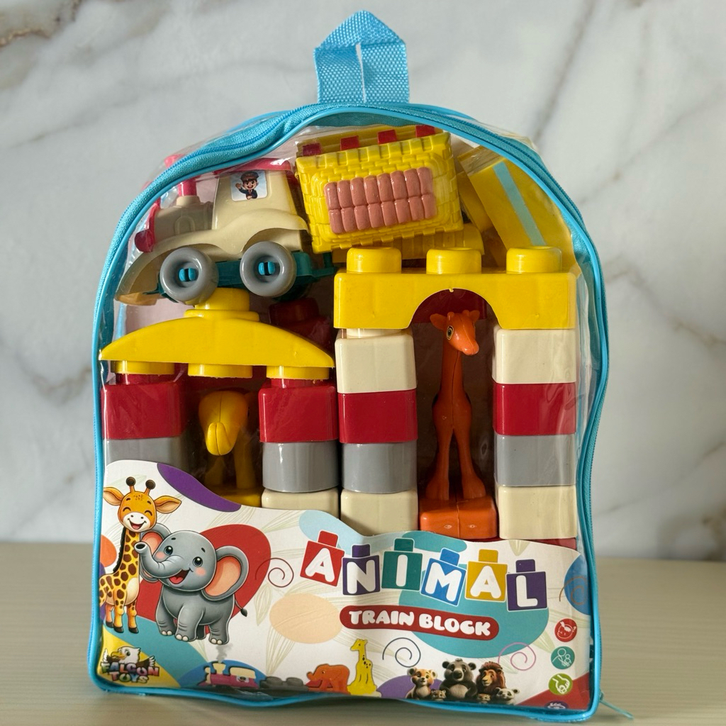mainan blok train block