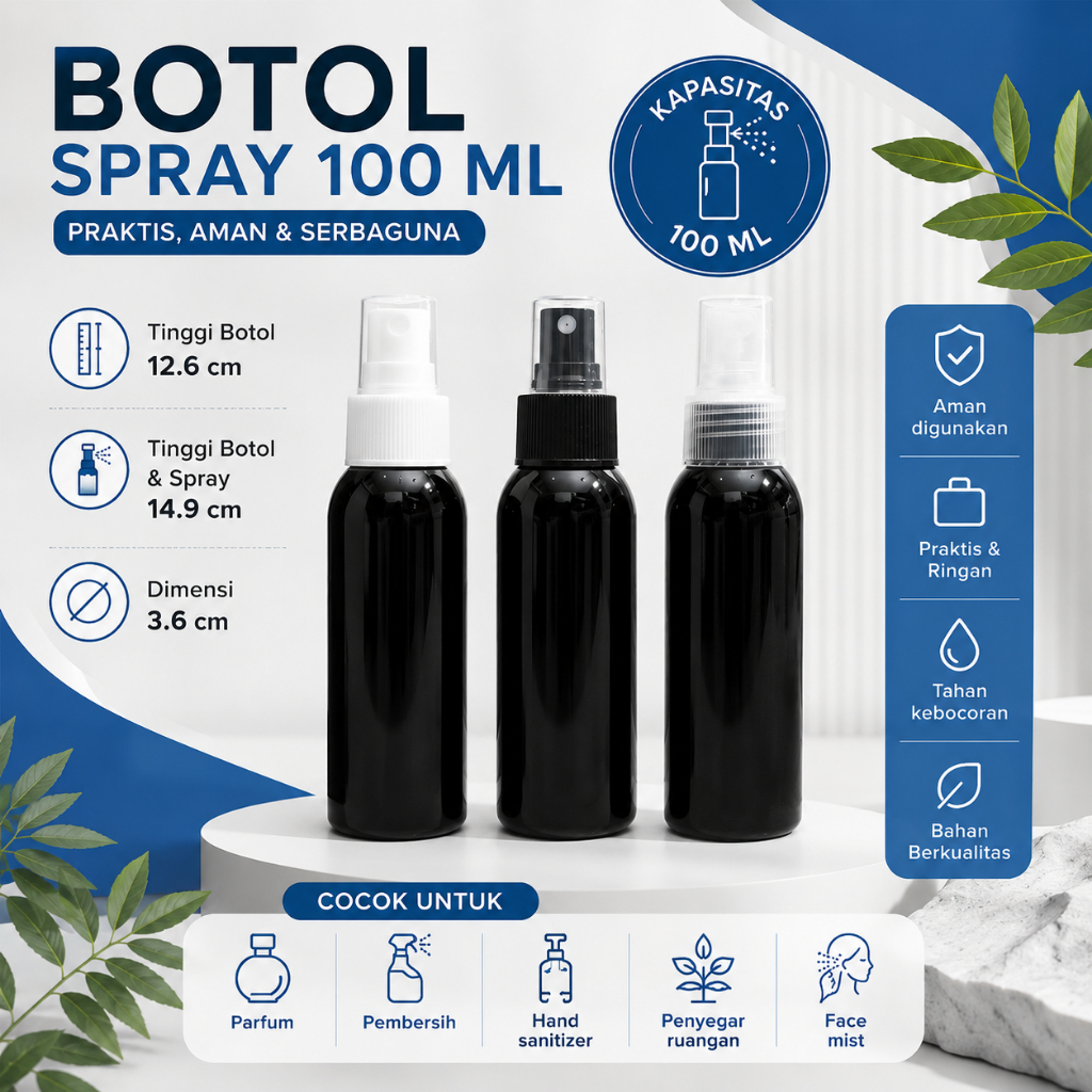 Botol Spray 100ml / Botol + Tutup