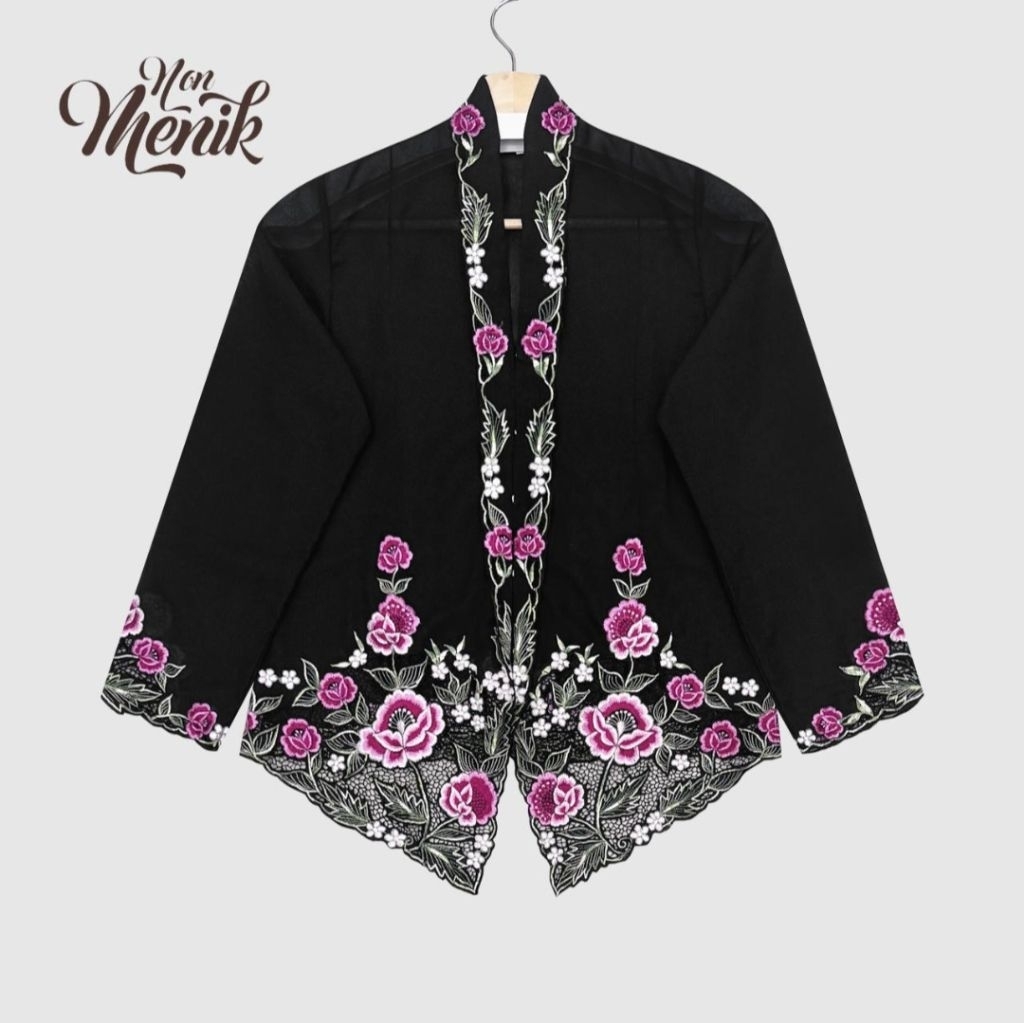 SS KEBAYA ENCIM PERANAKAN SOLID BLACK