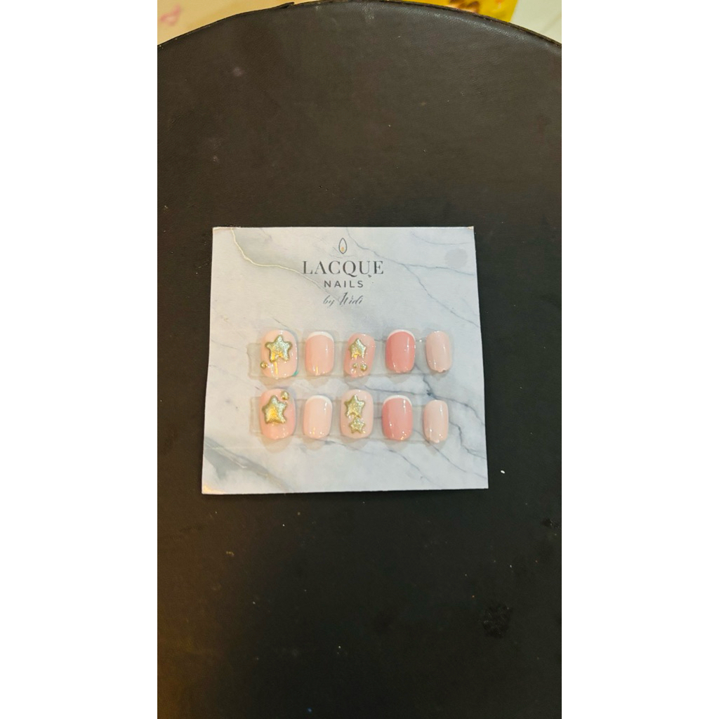 3D press on nails pink