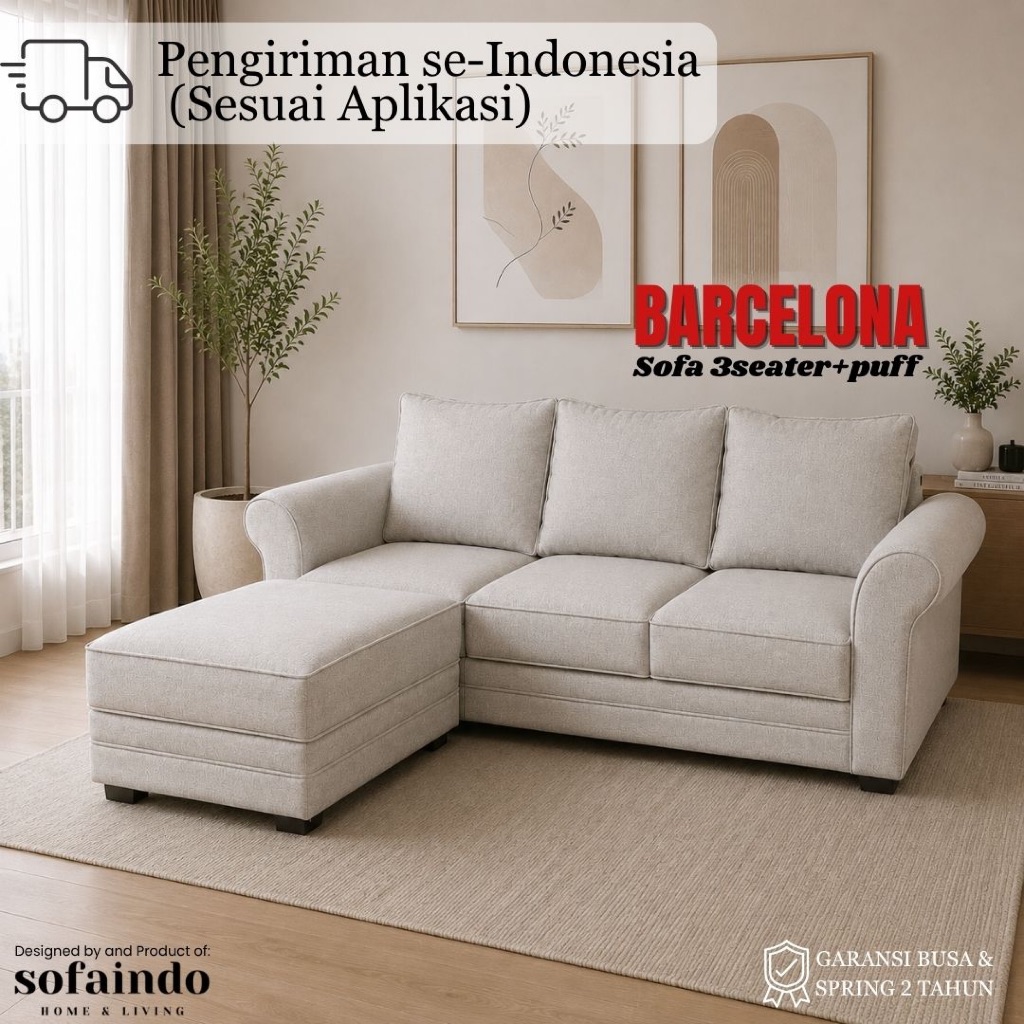 Sofaindo Sofa Sudut 3seater+puff sectional - BARCELONA