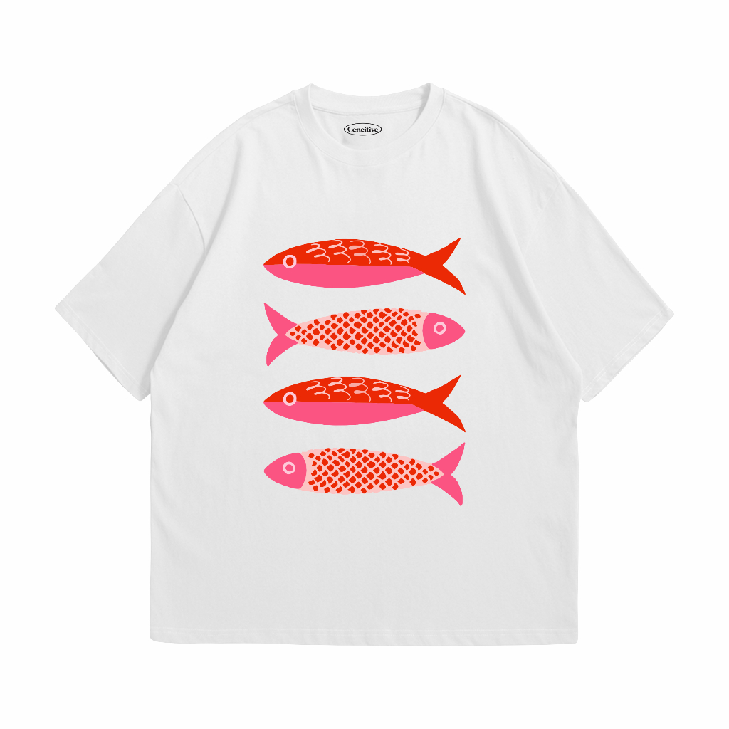 TS-Cencitive Fish Red White Oversized