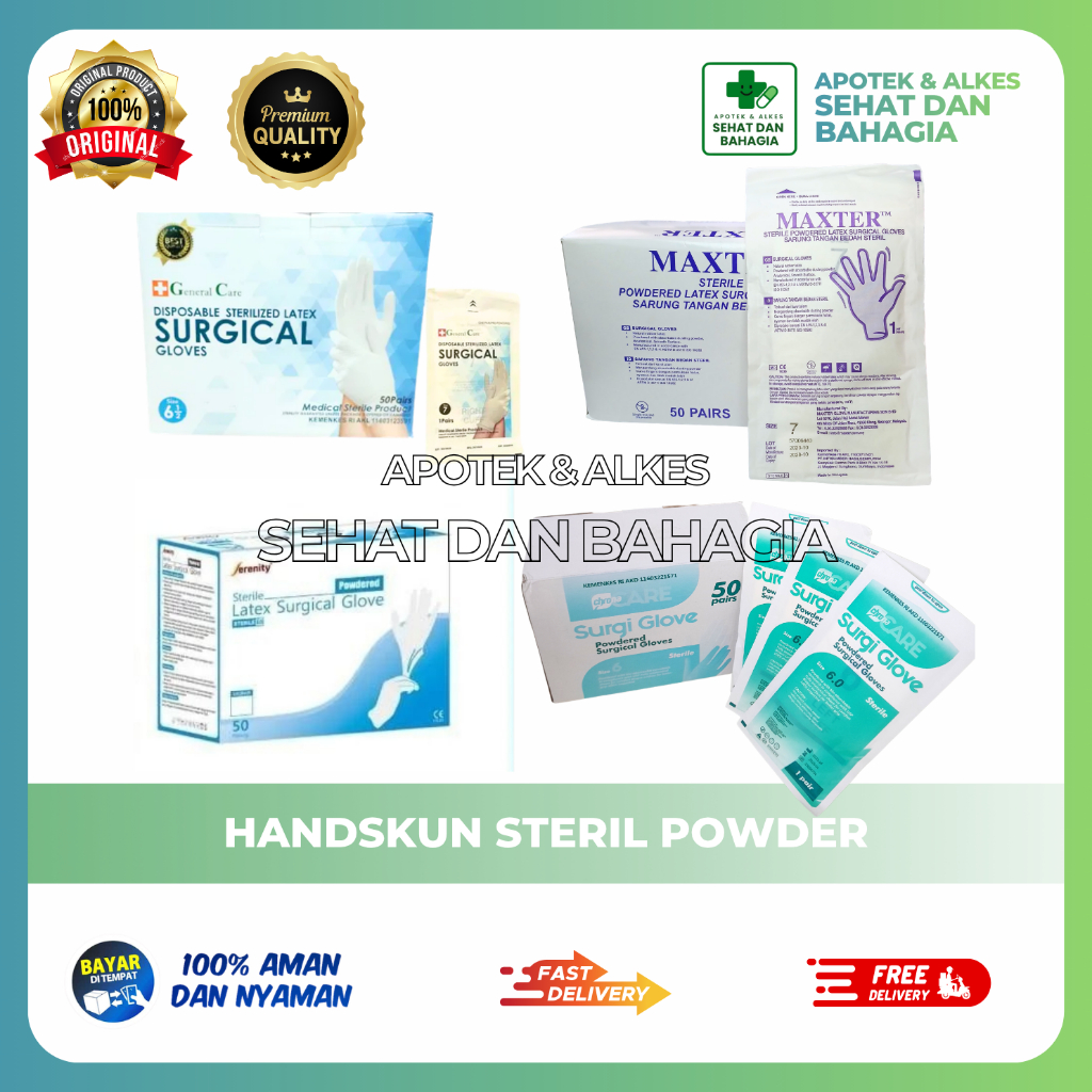 Handskun Steril Powder - (BOX)