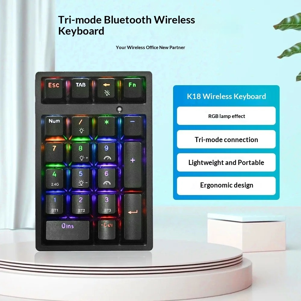 Keyboard Numeric Mechanical Wireless Bluetooth 3 Mode Backlight RGB USB Mechanic Keypad Numpad