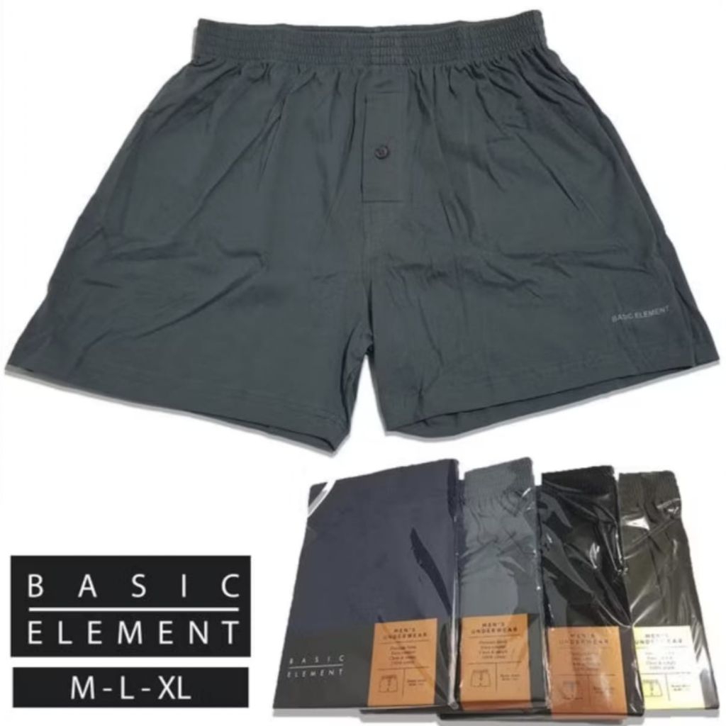 Basic Element Boxer Short Pria Katun BE BX - 112 Extra Comfort - 1pcs