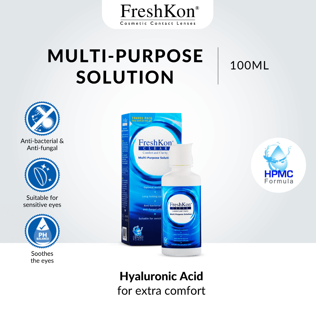 FreshKon® Clear Multi-Purpose Solution 100ml - 1 Botol (Cairan Softlens)