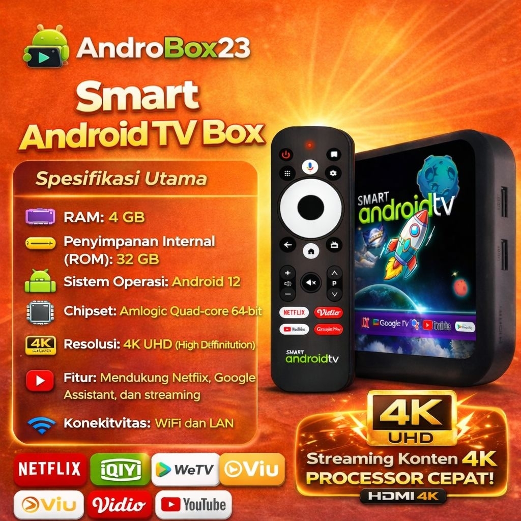 STB Android Ram 4GB Interna Memory 32GB Android 12