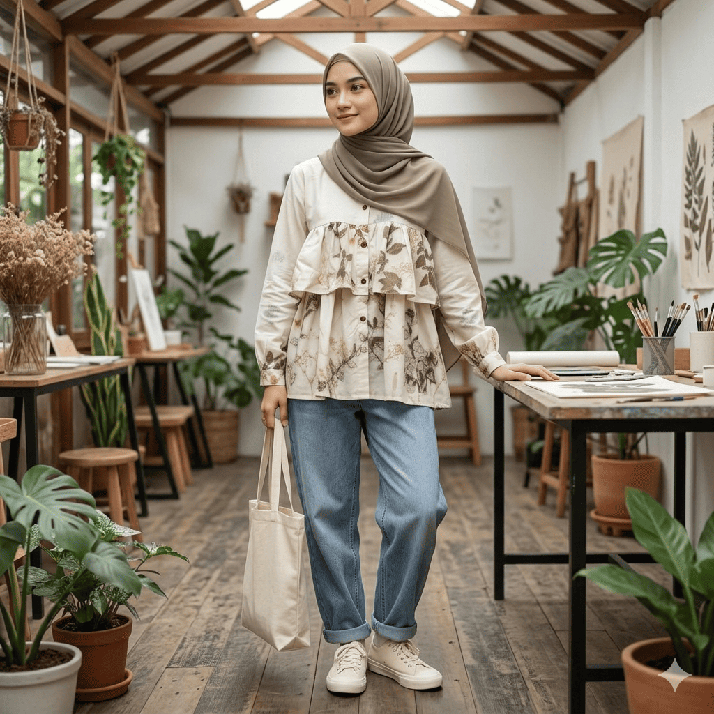 Alamiya Blouse Syitka Ecoprint