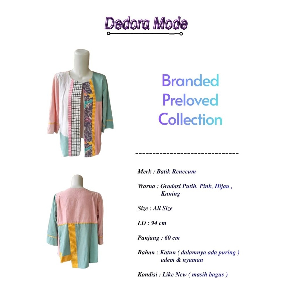 Outer Batik Renceum Pastel Patchwork Wanita Cardigan Batik Modern