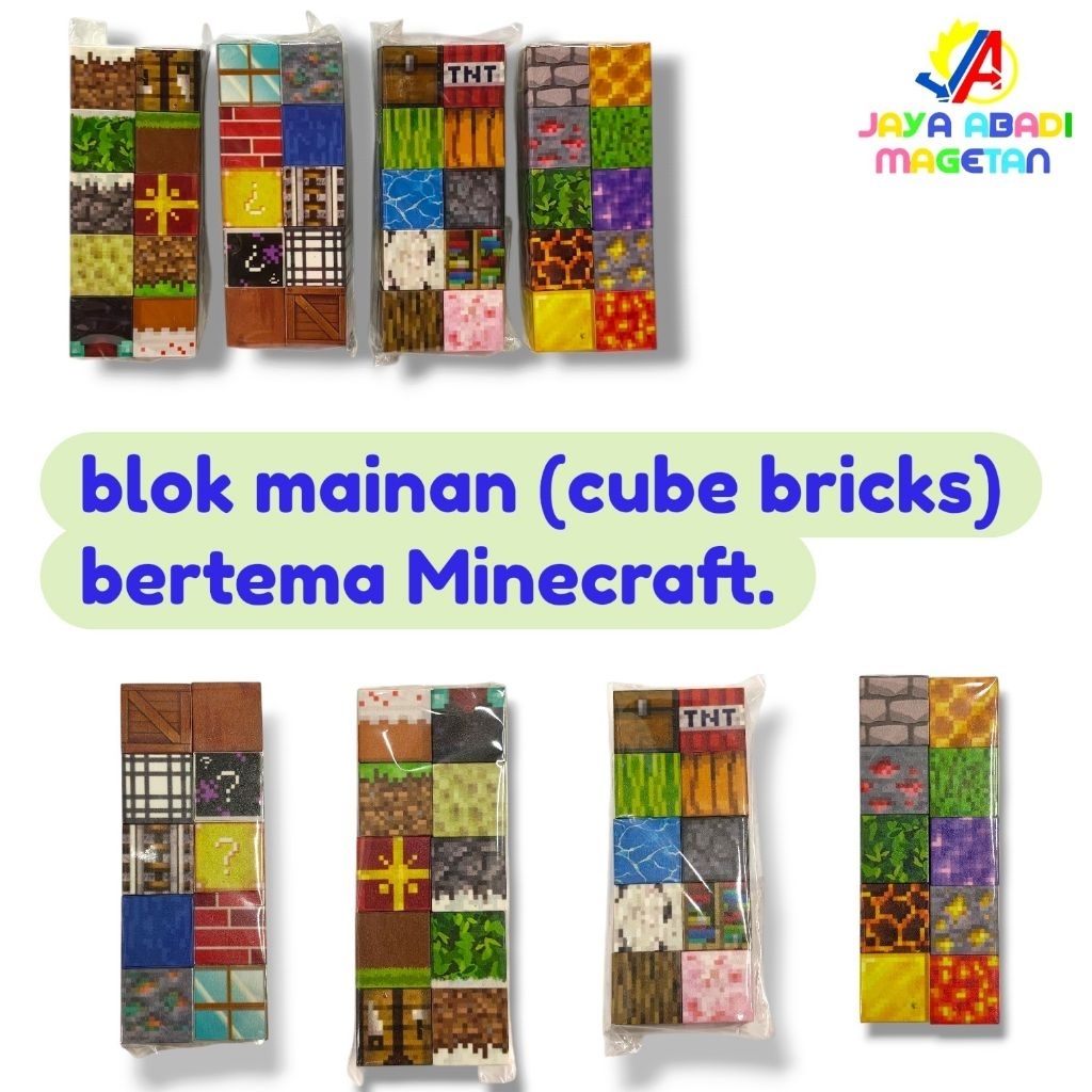 MAINAN BLOK MAGNETIC MAINAN (CUBE BRICKS) BERTEMA MINECRAFT