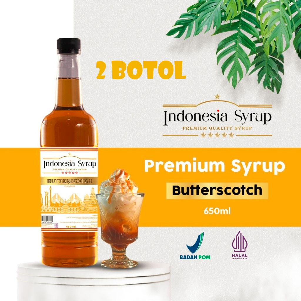 [HALAL] 2 BOTOL BUTTERSCOTCH INDONESIA SYRUP 650 ML
