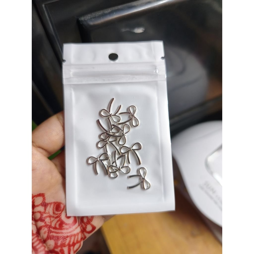 aksesoris nail pita silver 10pcs
