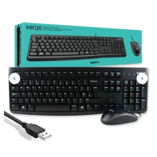Keyboard dan Mouse Logitech MK120 Combo USB Berkabel untuk Computer / PC