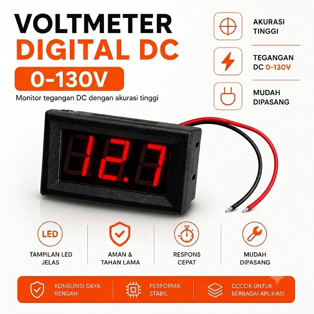 DC Voltmeter DC 0-130V 2 Kaki Kabel